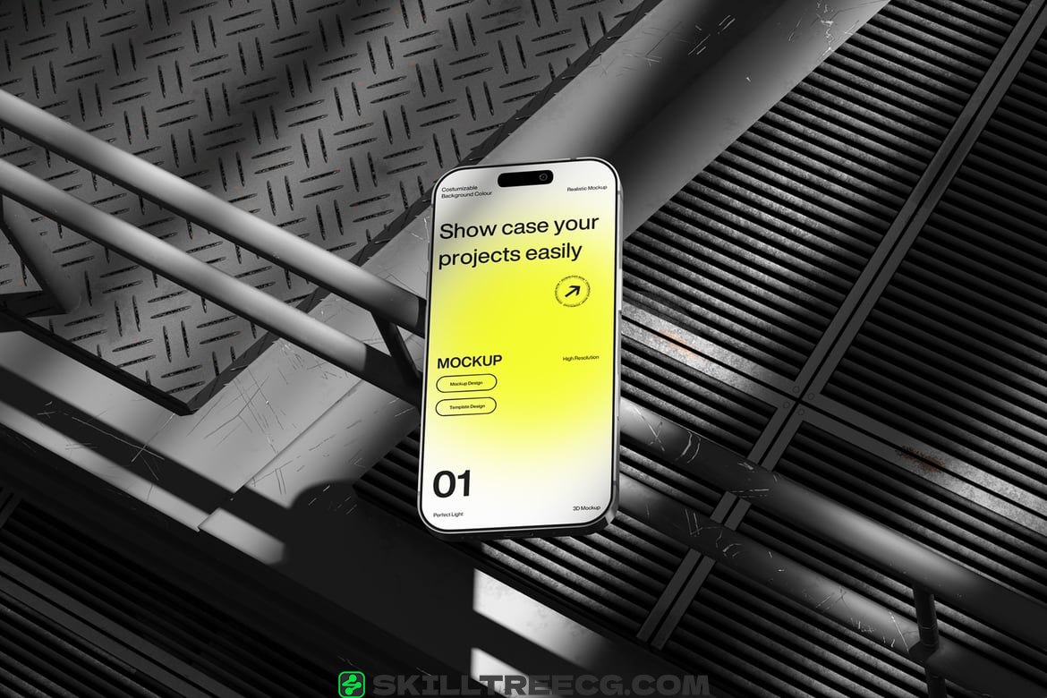 Vertical Modern Smartphone Mockup Template（477963）-技能树